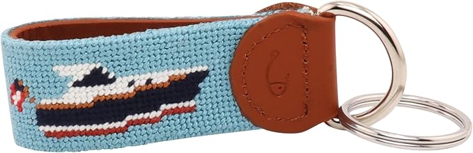 Leather Hand-Stitched Needlepoint Key Fob or Key Chain
