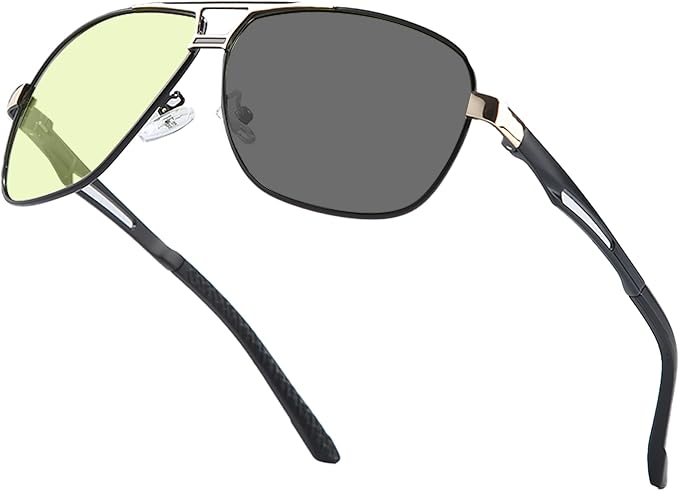 Polarized Photochromic Sports Sunglasses for Men UV-Protection Day & Night Driving Glasses - Al-Mg Metal Ultralight