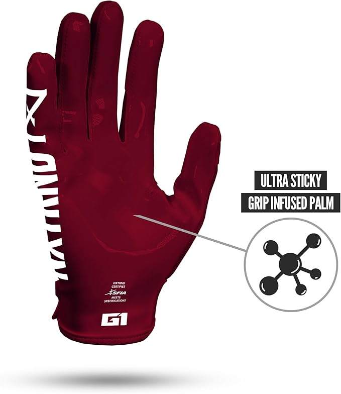 Nxtrnd G1 Pro Men's Football Gloves, Adult Sticky Receiver Gloves