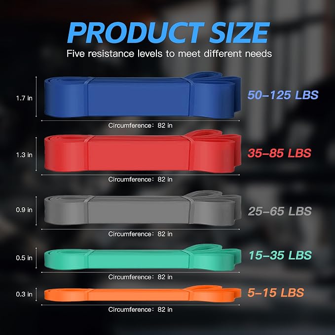 Pull Up Bands, Resistance Bands Set, Exercise Workout Bands for Men & Women, Ideal for Body Stretching, Physical Therapy and Muscle Training