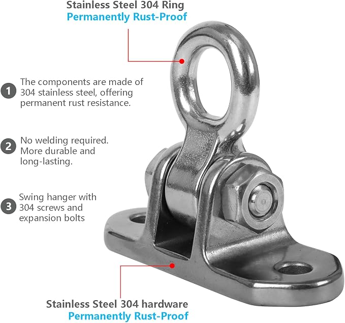 Heavy Duty Swing Hanger for 1000 LBS Capacity Hammock Hanger 180° Swing Stainless Steel Swing Hardware Accessories for Porch Playground Yoga Sand Bag