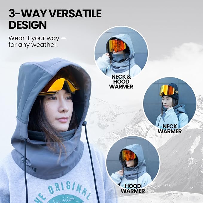 Hood Warmer Hood Neck Warmer Balaclava Face Mask for Skiing and Snowboarding Water-Repellent Windproof Helmet Compatible