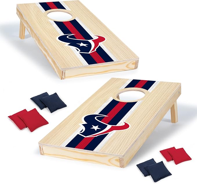 NFL Football Portable Size 1' x 2' Solid Wood Cornhole Set with Direct Print HD Team Graphics – Travel Size