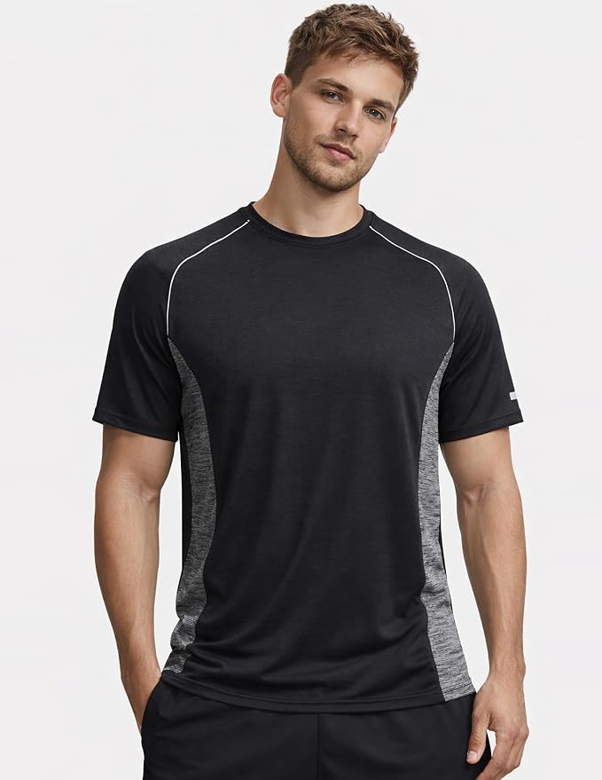 5 Pack Men’s Active Quick Dry Crew Neck T Shirts | Athletic Running Gym Workout Short Sleeve Tee Tops Bulk