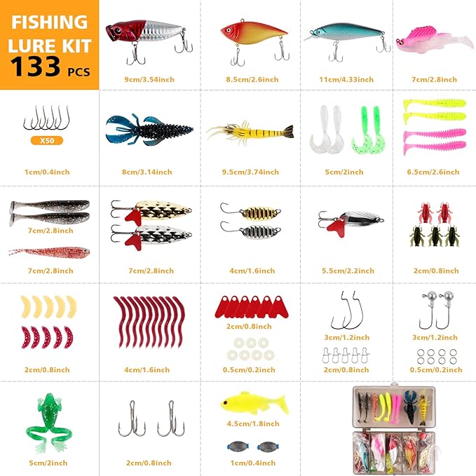 139PCS Tackle Box Backpack,Fishing Backpack with Accessories,Tackle Bag,Fishing Tool Kit Fish Pliers Salt Water Fishing Tackle Set for Men Women Gifts (Black Scorpion)