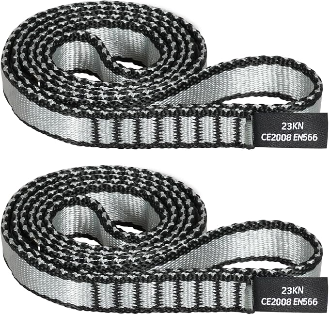 18MM Nylon Climbing Sling Runner - 23KN CE2008/EN566 Certified Outdoor Climbing Webbing for Rock Climbing, Rappelling, Mountaineering, Swing Gear, Outdoor Adventures & Emergency Anchoring
