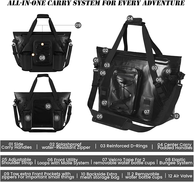 MORXPLOR Insulated Fish Cooler Kill Bag with Flat Bottom-26x18 31x14 40x16 50x18 60x20 70x25 Inches Waterproof Fishing tackle Kill Cooler Bag