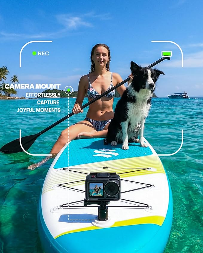 SOLAVERO Stand Up Paddle Board, 11‘ Inflatable SUP Supports 500LB - Wide Stable Board with Non-Slip EVA Deck for Adults & Youth of All Skill Levels