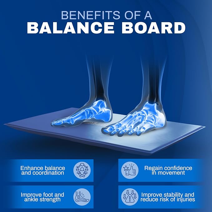 Skil-Care Balance Stability Board, Foldable 19" L x 12" W, Rehabilitation and Balance Training Device, Wipe-Clean Vinyl Cover, 555100