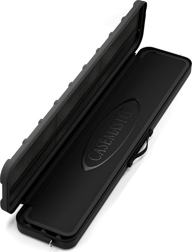 Casemaster Parallax Guard 2x2 Billiard Cue Case, Holds 2 Butts and 2 Shafts, Foam-Padded Pool Stick Case, Water-Resistant 600D Oxford, Zippered Pockets, Rubberized Handle