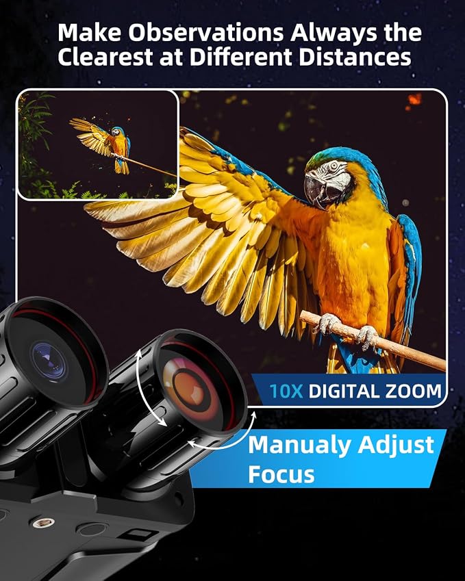5K 96MP Night Vision Goggles | 4'' LCD Screen Night Vision Binoculars & 10X Zoom with Infrared, 4000mAh Rechargeable Battery, 64GB TF Card, Video and Sound Recording for Camping, Black