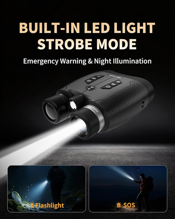 Night Vision Binoculars for Adults, 4K Night Vision Goggles with 3" HD Screen, 8X Digital Zoom, Rechargeable Device with 32GB Card for Camping & Outdoor Exploration