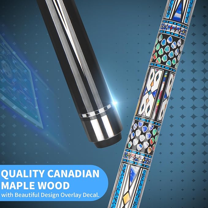 Kmise Professional Pool Cue Stick, 18 19 20oz Canadian Maple Cue Sticks, Low Deflection Shaft with Telescopic Extension Cue