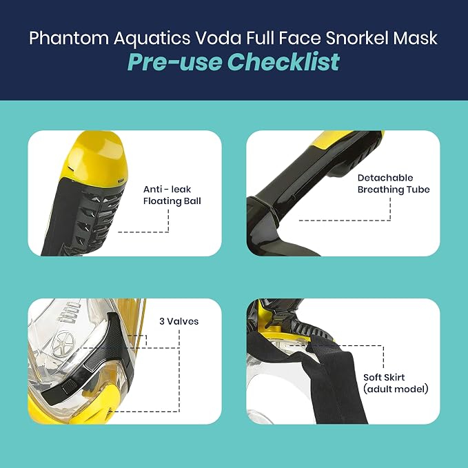 Phantom Aquatics Voda Full Face Snorkel Mask