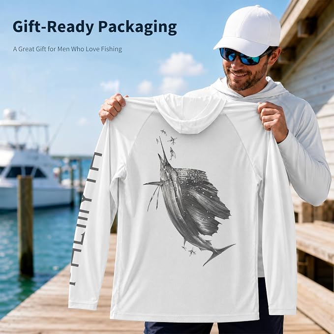 Palmyth Men's Fishing Hoodie Shirt UPF 50+ Quick-Dry Breathable Long Sleeve | Long Sleeve Fishing Shirt, UPF 50+ Sun Protection, Quick-Dry Fabric, Breathable Mesh Back, Built-in Face Mask, 4-way Stretch