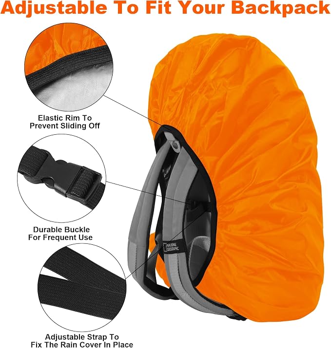 LAMA Waterproof Rain Cover for Backpack, Reflective Rucksack Rain Cover for Anti-Dust/Anti-Theft/Bicycling/Hiking/Camping/Traveling/Outdoor Activities,S Size (for 18L-25L Backpack), 1 Pcs Orange