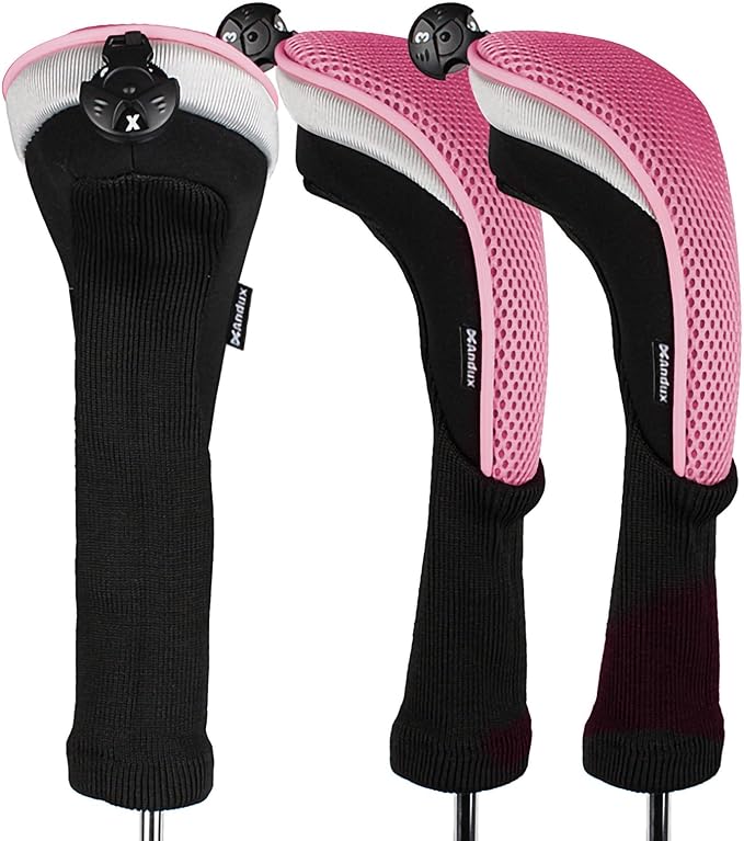 Andux 6pcs/Set Golf Club Head Covers Woods Hybrid Long Neck | 3 Hybrid Club Head Covers + 3 Woods Club Head Covers