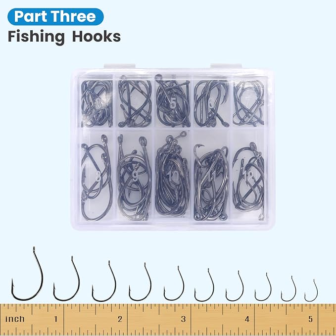3-Layer Fishing Tackle Box Kit with Accessories Case and Tools | 1.Included fish gripper, split ring pliers 2. Larger Tools Can Be Placed 3.Suitable for beginners and as a gift for angle