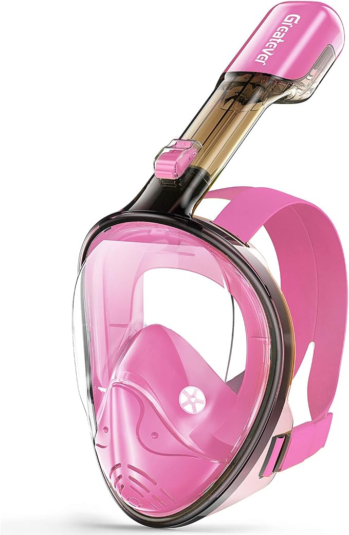 Greatever Full Face Snorkel Mask, Snorkeling Gear for Adults with Latest Dry Top Breathing System and Detachable Camera Mount, Foldable Snorkel Set for Family Snorkeling Trips, Anti-Fog & Anti-Leak