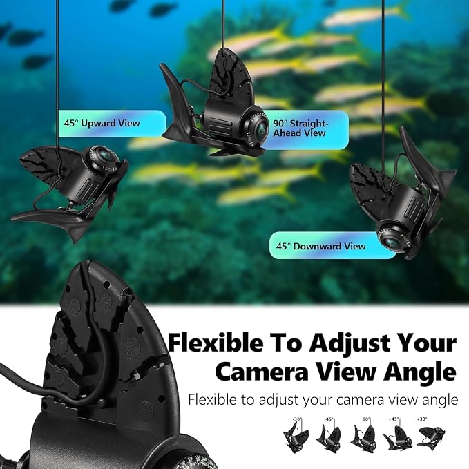 𝟮𝟬𝟮𝟲 𝗡𝗘𝗪 Underwater Fishing Camera HD1080P 4.3'' IPS w/ 5000mAh, [30°~150° Angle Fin] Ice Fishing Camera Underwater Portable Fish Finder Fishing Gift for Men, IR, Boat and Kayak Fishing, 65FT