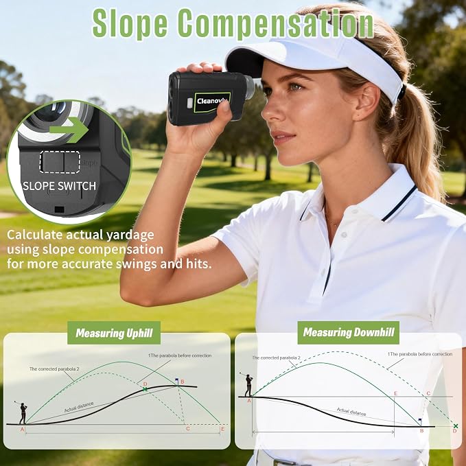 Golf Rangefinder & Hunting Range Finder with Slope Switch, 1300 Yards, 6X Magnification, Rechargeable Battery, Magnet Stripe, Flag Pole Locking Vibration, Golfing Accessories for Men