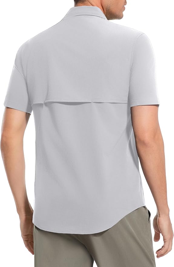 Men's Outdoor Sun Protection Shirts Short Sleeve Quick Dry Lightweight Breathable UPF50 Hiking Fishing Travel Camping
