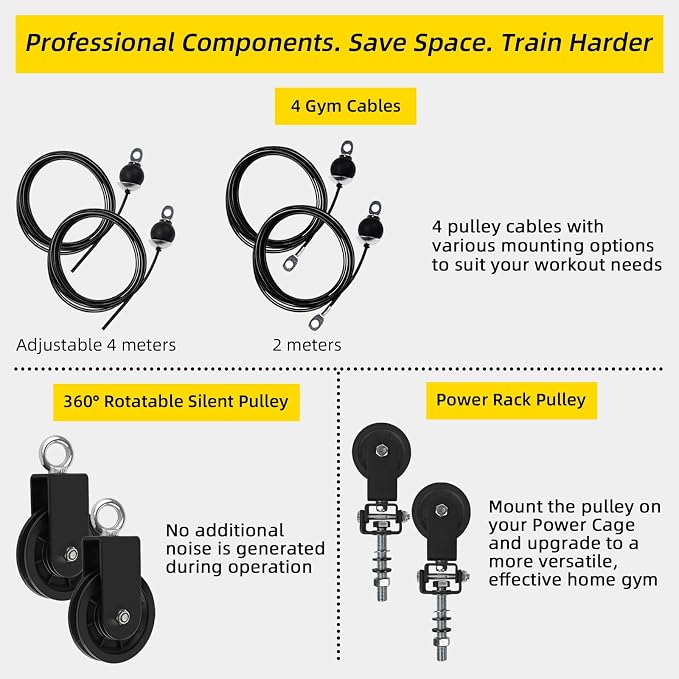 LAT Pulldown Pulley System for Home Gym Cable Machine Pulley Attachment Set Power Cage Weight Lifting Workout Kit