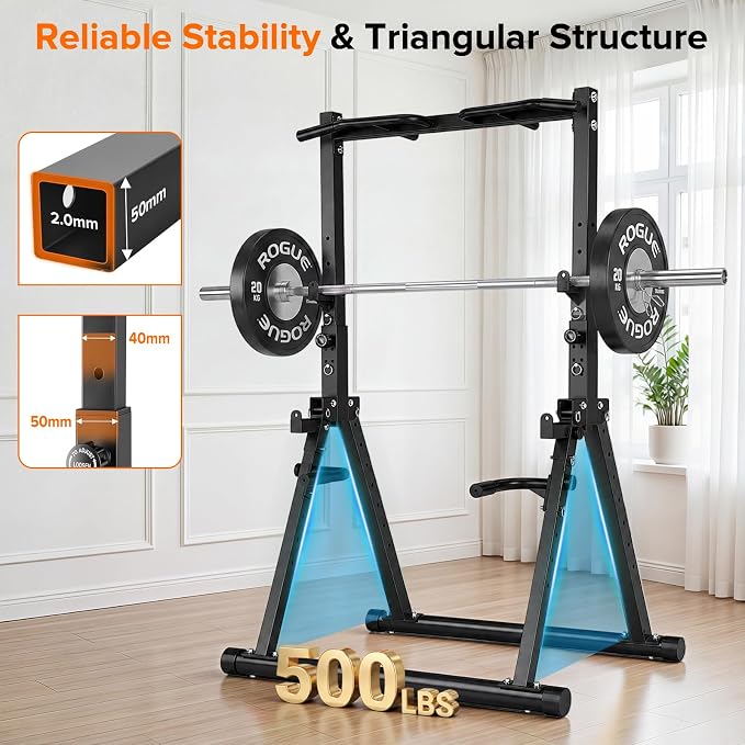 700LBS Foldable Power Tower Pull Up Bar - Multi-function Power Tower Dip Station with Adjustable Height for Home Gym, Portable Free Standing Strength Training Equipment for Indoor & Outdoor