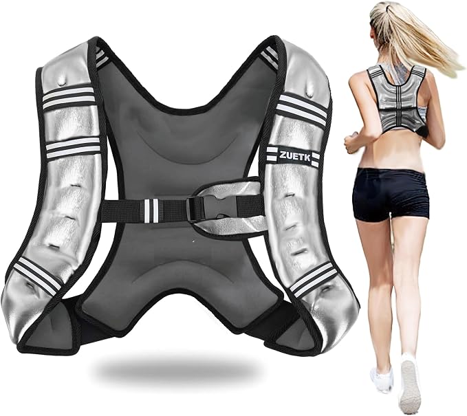 ZUETK Weighted Vest, 6lb/8lb/12lb/16lb/20lb/25lb/30lb Weight Vest with Reflective Stripe, Weighted Vest for Men Women Workout Equipment for Strength Training, Running, Jogging, Fitness, Weight Loss