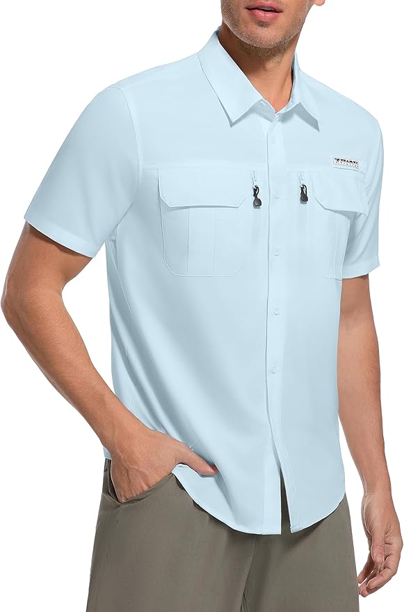 Men's Outdoor Sun Protection Shirts Short Sleeve Quick Dry Lightweight Breathable UPF50 Hiking Fishing Travel Camping