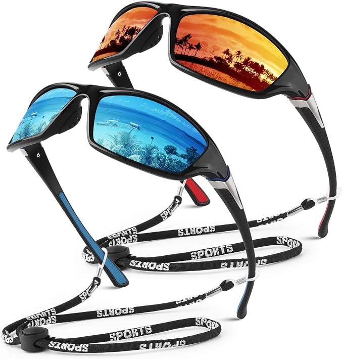 WEAROYO Polarized Sports Sunglasses for Men Women,Fishing Driving Rectangular Goggles UV400 Protection
