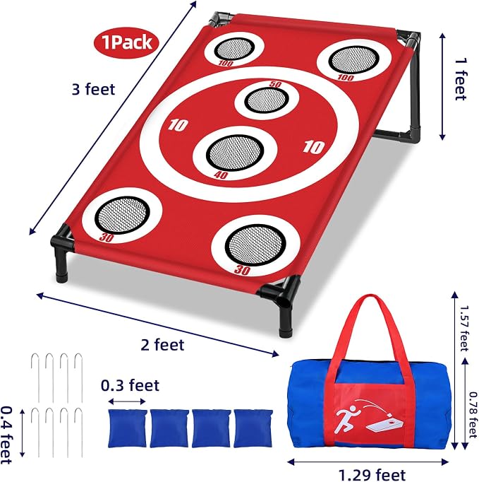 NZQXJXZ Cornhole Board Set with 8 Bean Bags 3x2 Ft Corn Hole Games Portable Cornhole Set for Indoor and Outdoor Ideal for Kids, Adults, Camping,Travel,Beach, Yard