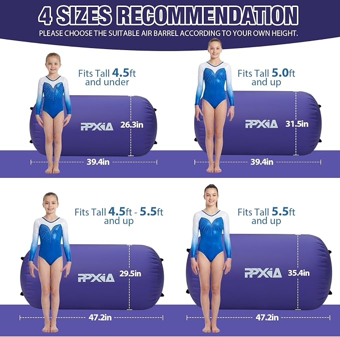 Gymnastics Air Roller Air Barrel Inflatable Tumbling Mat, Tumble Track Backhandspring Mat Gymnastic Equipment with Pump for Yoga Training Cheerleading Home Use