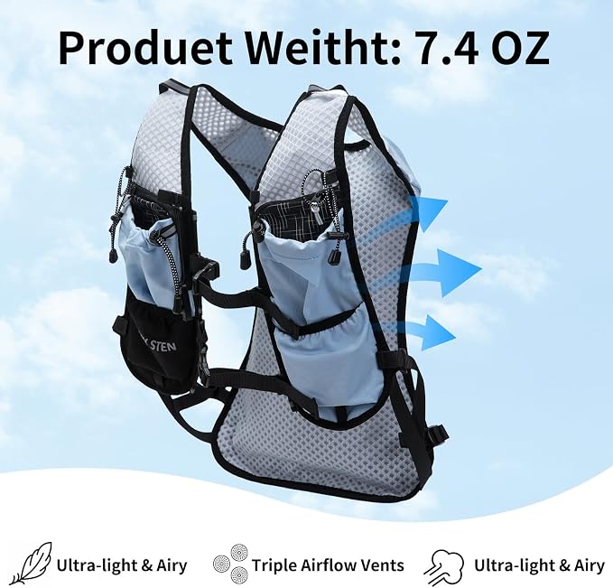 Lightweight Hydration Backpack, 1.5L Water Bag Running Vest | Marathon, Hiking, Cycling, Breathable Adjustable Design, Men & Women