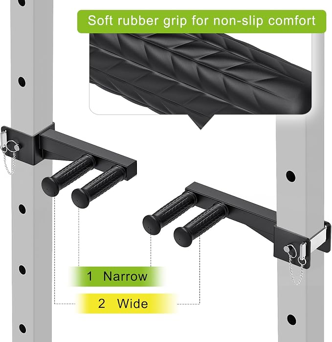 Nordic Hamstring Curl Attachment, Dip Bar, Belt Squat & Safety Spotter Arms for 2"x2" & 3"x3" Power Racks, Home Gym Strength Training Accessories
