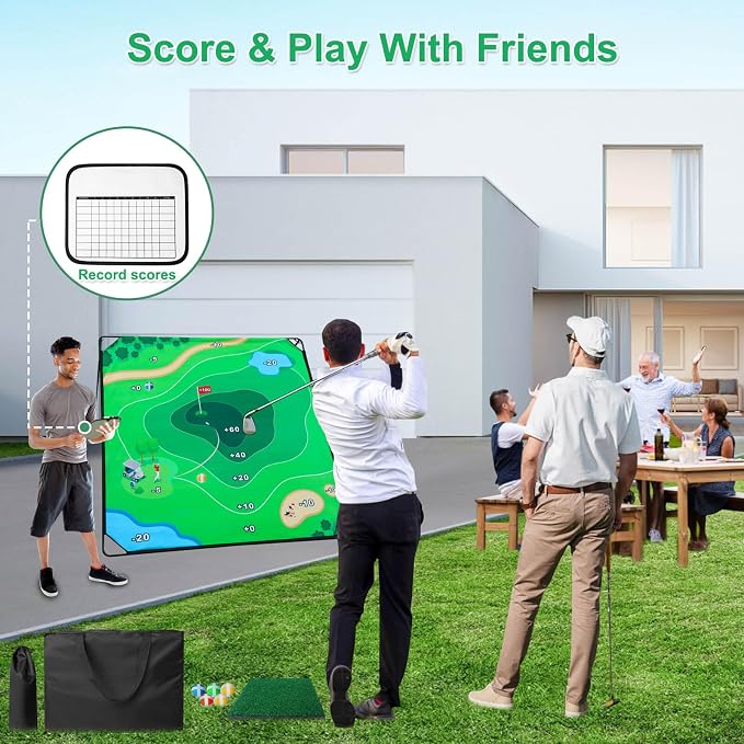 Golf Chipping Game Set, 71"x71" Golf Game for Battle Outdoor, Chipping Pong for Backyard with Sticky Balls & Storage Bag