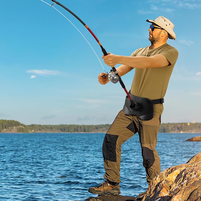 PELLOR 360°Adjustable Padded Fishing Fighting Belt Offshore Tackle Boat Fishing Rod Holder