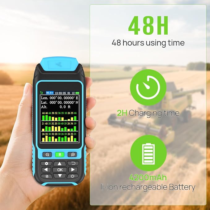 Handheld GPS Survey Equipment, High-Precision Rugged Land Surveying Equipment for Mountainous Terrain, Farmland, Forest, Ranch, Mining Lake