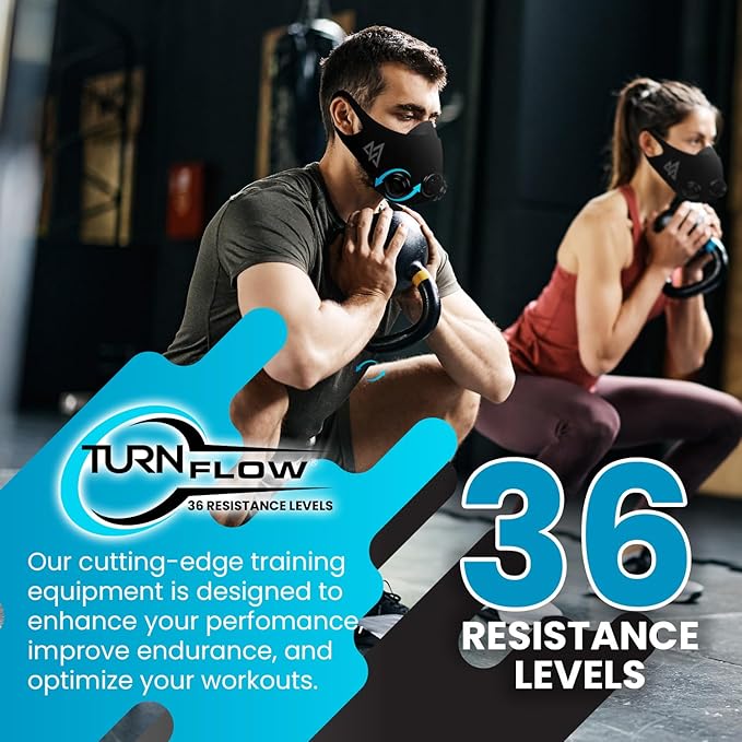 TRAININGMASK - 2.0 Turn Flow - Resistance Training Mask® - Fitness Mask, High Altitude Mask, Workout Mask