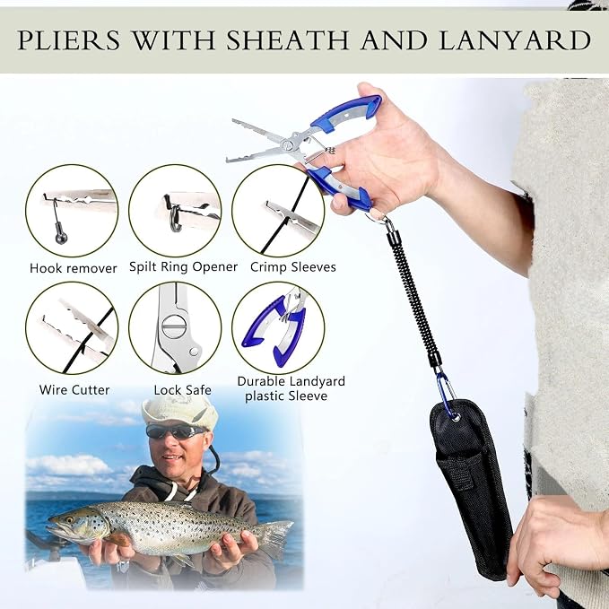 397 Pcs Fishing Accessories Kit Tools Include Backpack Fishing Tackle Box with Hooks Weights Sinkers Spinner Blade Gear
