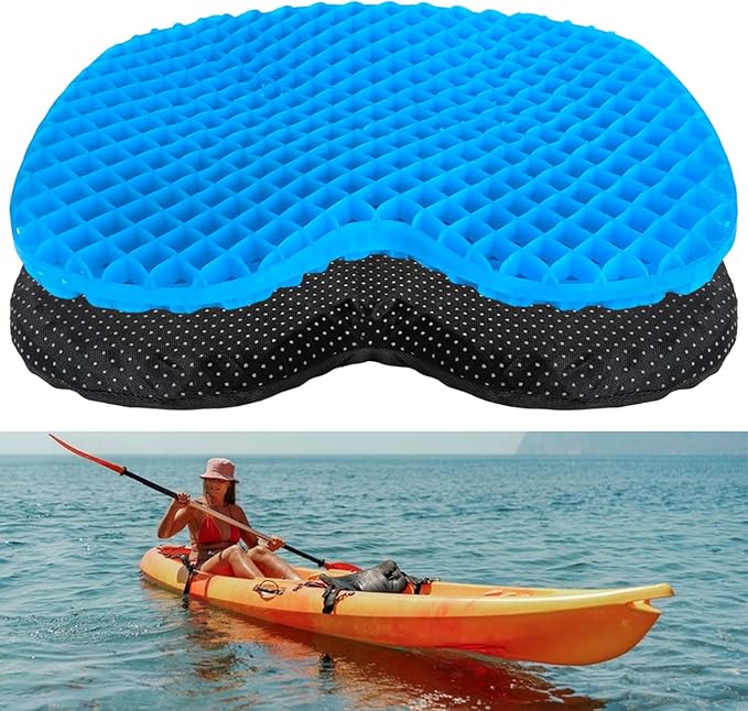 YEXEXINM Anti Slip Kayak Seat Cushion Thick Waterproof-Gel Breathable U Shape Seats Pad with Non-Slip Cover for Sit in Inflatable Kayak Canoe & Boat Kayak Accessories for Fishing Kayak