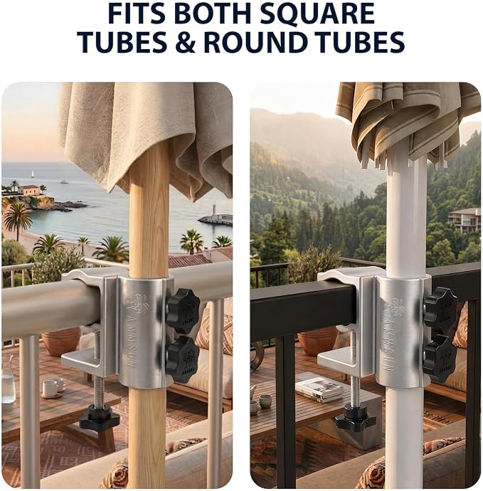 AMMSUN Upgrade Aluminum Patio Umbrella Clamp Stand Holder, Heavy Duty Bench Buddy Holder Clip, Parasol Fixed Clip, Beach Fishing Umbrella Mount, Chair Clamp