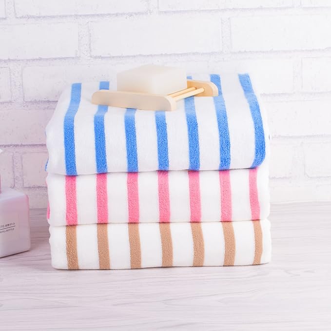JML Microfiber Beach Towels, 4 Pack, 30" x 60", Cabana Stripe, Soft, Absorbent, Quick Dry Large Bath Towel Set for Adult, Travel, Summer Pool Party, Sport, Swimming, Yoga, Camping, StripeBlue