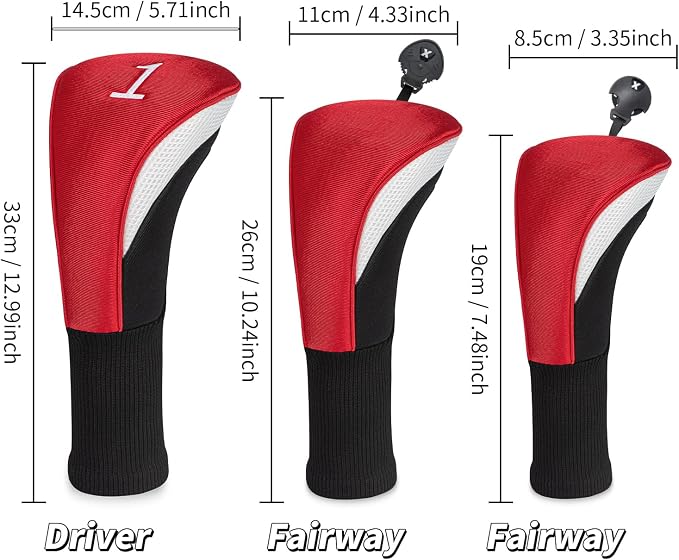 Golf Club Head Covers for Woods 3/4/5/6 Pieces Long Neck Mesh Sports Golf Club Headcovers Set with Interchangeable No. Tags 3 4 5 6 7 X Golf Accessories for Men Women