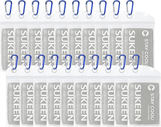 Sukeen Cooling Towel 20 Pack (40"x12") Ice Towel,Bulk Breathable Chilly Twoles,Microfiber Towel for Neck Face for Yoga,Sport,Running,Gym,Workout,Camping,Fitness,Travel & More Activities, Gray