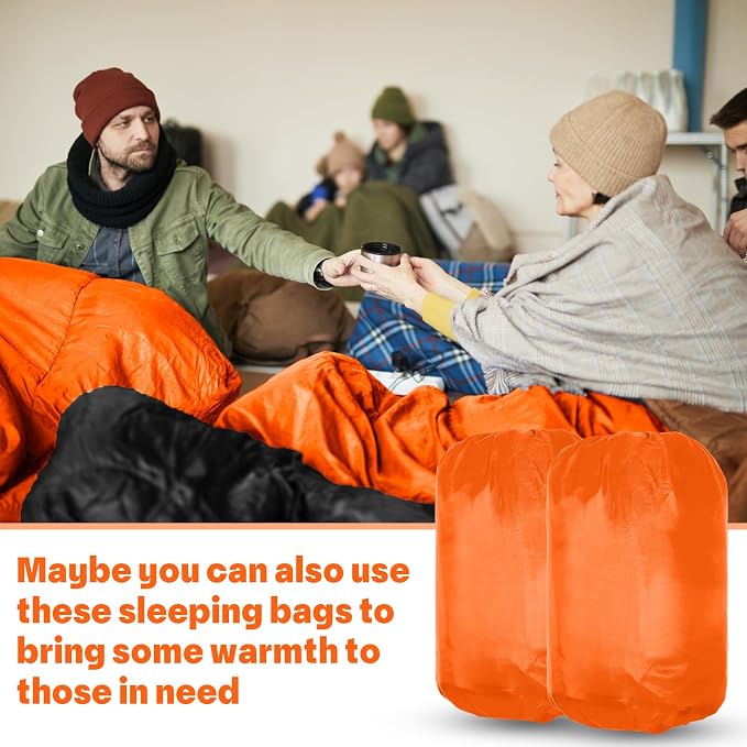 Macarrie 10 Pcs Bulk Sleeping Bags for Adults 0 Degree Waterproof Emergency Sleeping Bags with Compression Sack for Camping Hiking Backpacking Outdoor Activities