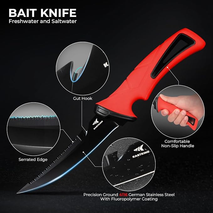 KastKing Intimidator Fillet Knife Set,Fishing Gear and Gifts for Men,8pcs | G4116 German Stainless-Steel Blades, Complete Fishing Fillet Kit with Accessories, Ergo Non-Slip Handle, Fishing gear
