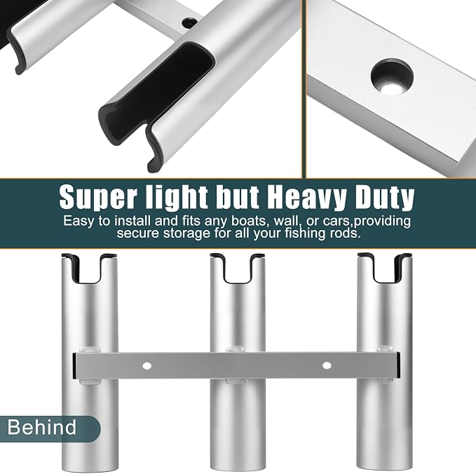 Aluminum Fishing Boat Rod Holder, 3/4 Link Tube Rod Rack, Marine Grade Aluminum Rod Mount for Boats & Yachts, Silver