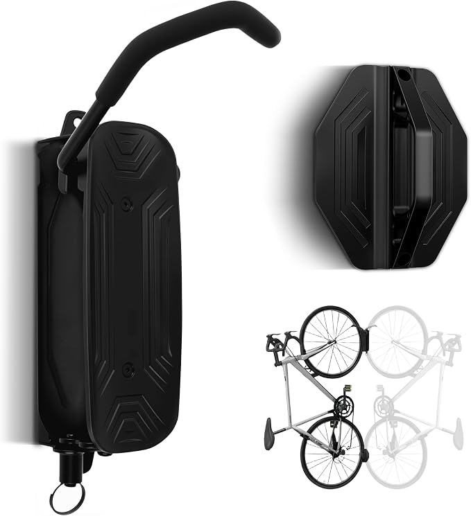 Swivel Bike Wall Mount, Bike Hangers for Garage, Space-Saving Vertical Bike Rack Holds Up to 66lbs, Heavy Duty Bicycle Storage Rack for MTB and Road Bikes, Easy to Install