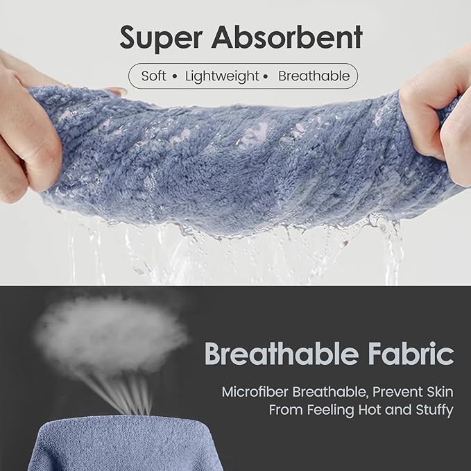 JML Microfiber Bath Towels, Ultra Soft, Super Absorbent, Fast Drying, No Fading, Large Body Towel Set for Shower, Gym, Sauna, Sport, Travel, Fitness, SPA,Yoga (Coral Fleece Blue, 30 in x 60 in)